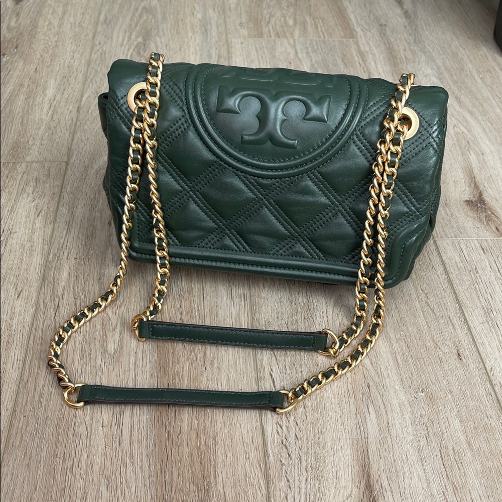 Tory Burch Forest Green Quilted Shoulder Bag